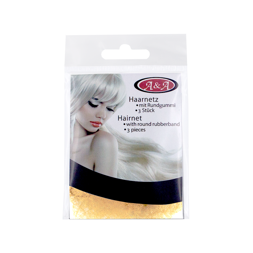 A& A Haarnetz mit Rundgummi  3 Stück, mittelblond